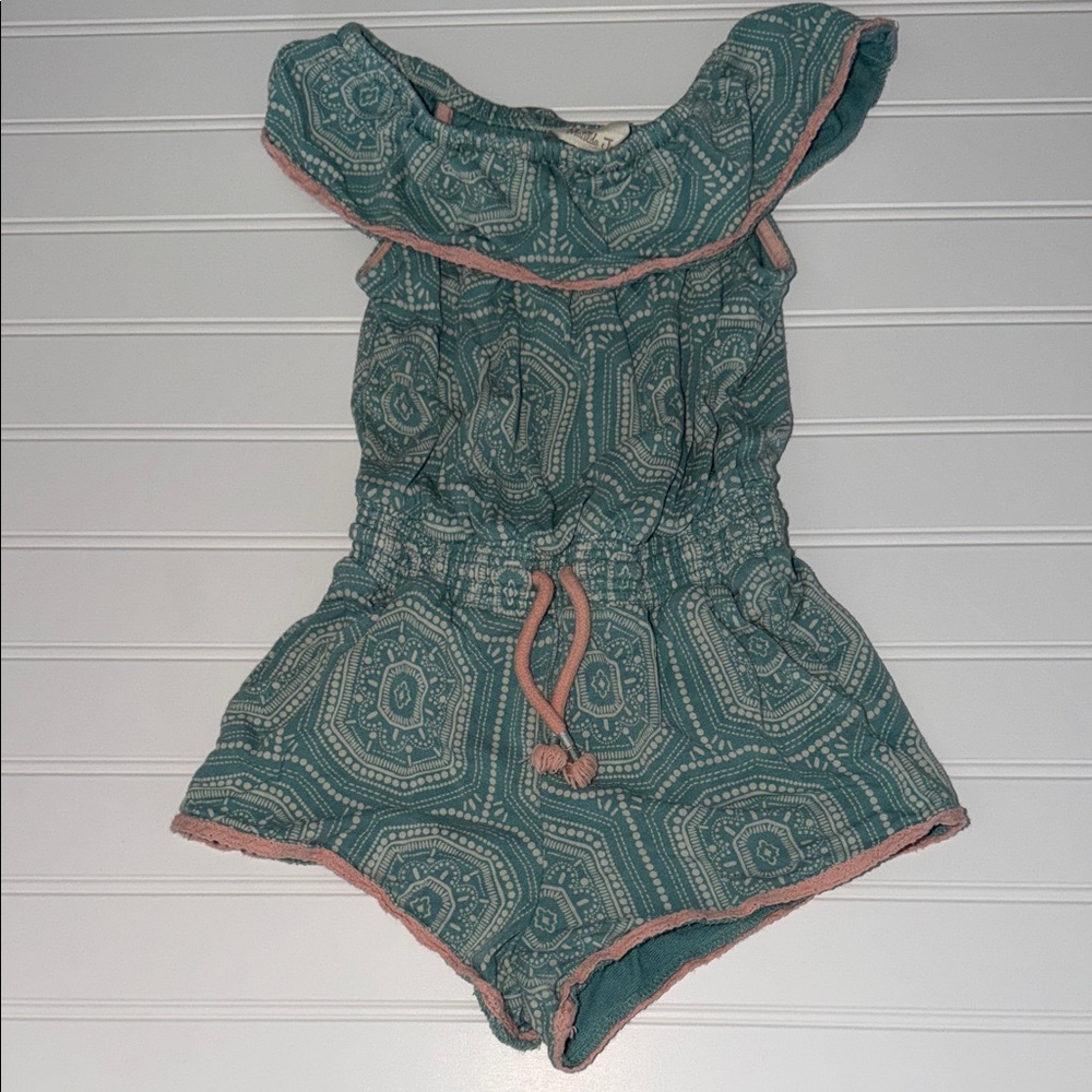Matilda‎ Jane Girls Romper Size 2 Off Shoulder Teal Boho Romper